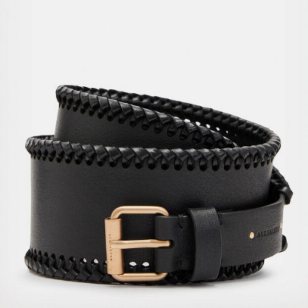 All Saints Alba Woven Wide Leather Belt, NWT's, L